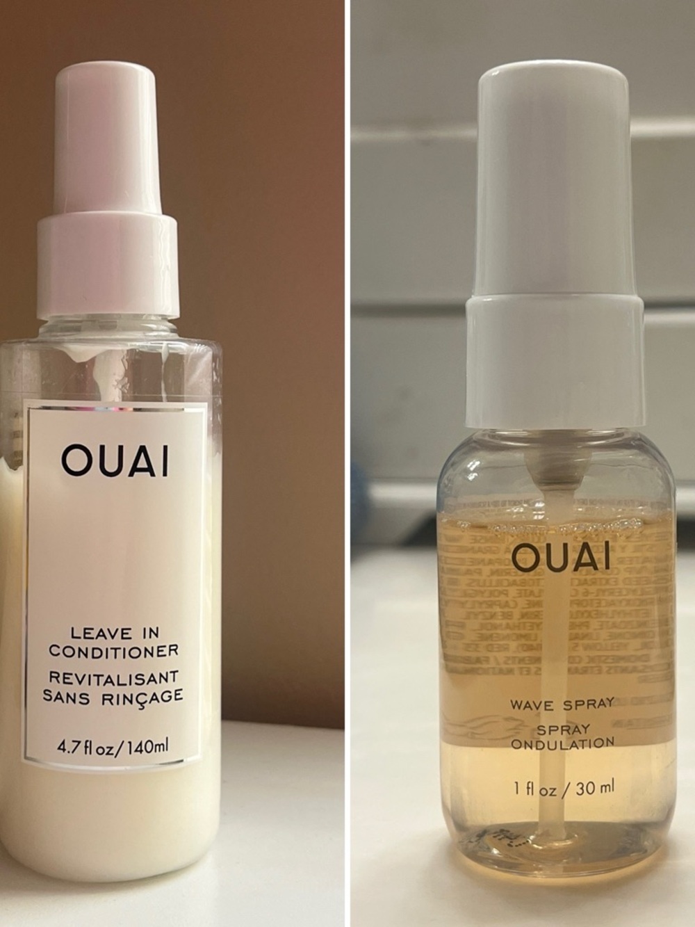 OUAI Duo: White Leave-In Conditioner & Amber Wave Spray